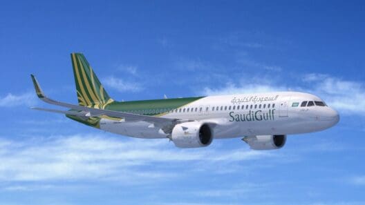 a white and green airplane flying in the sky