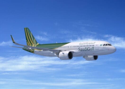 a white and green airplane flying in the sky