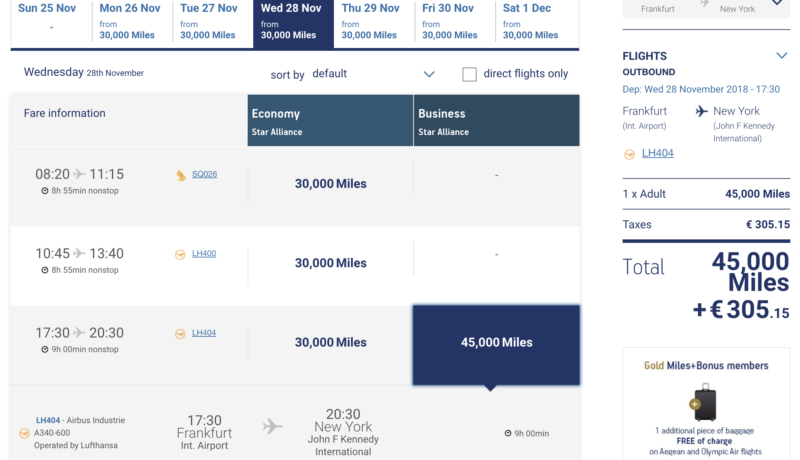screenshot of a flight schedule