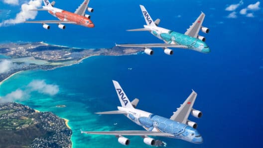 a group of airplanes flying over water