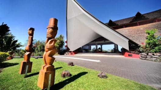 a statue in front of a building