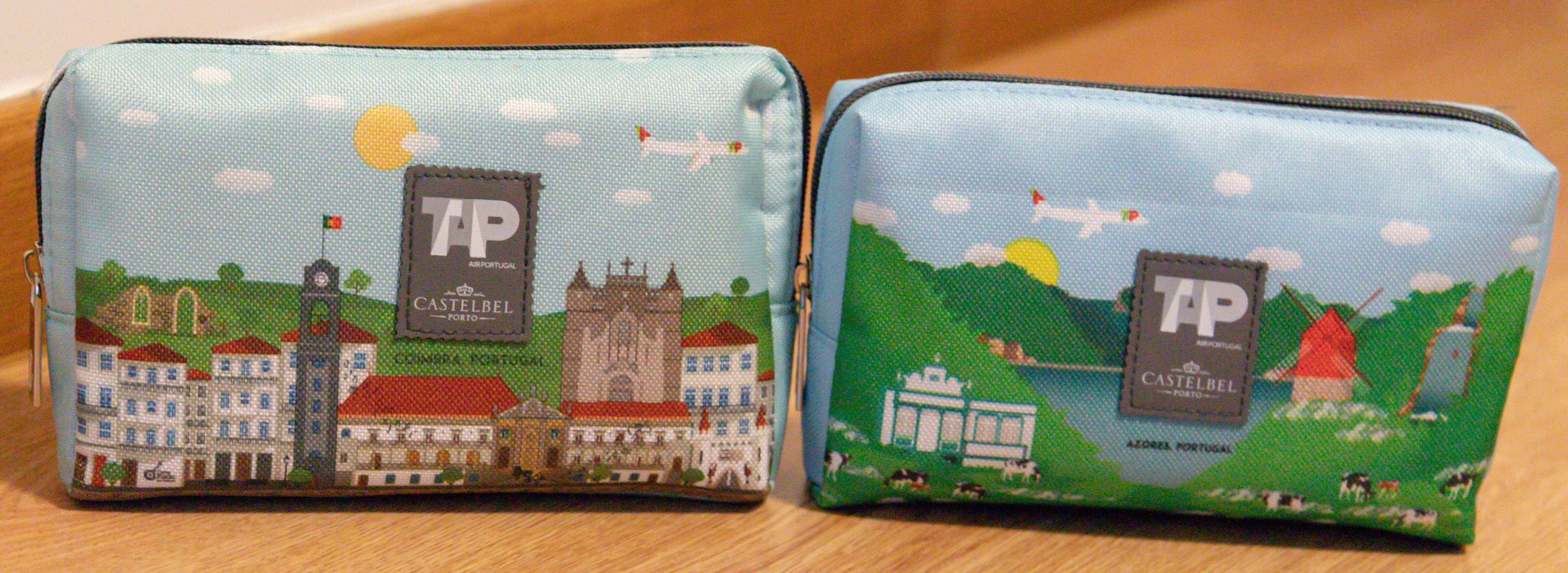 two small bags with images on them