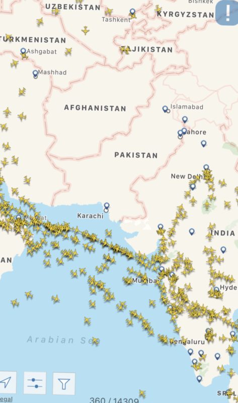 Pakistan Airspace Closure from FlightRadar24