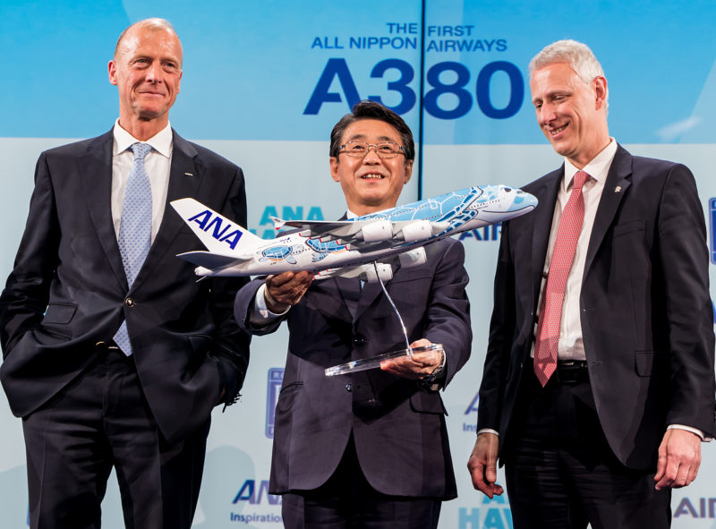 ANA A380 Delivery Ceremony with Airbus CEO Tom Enders, ANA President & CEO Shinya Katanozaka, Chris Cholerton, Rolls Royce President for civil aerospace