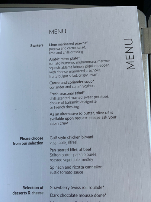 a menu of a restaurant