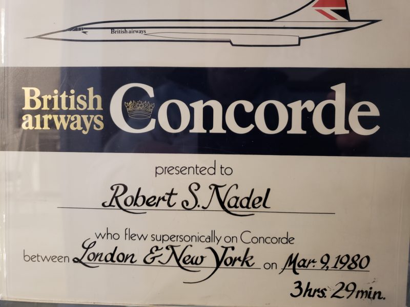 British Airways Concorde Flight Certificate