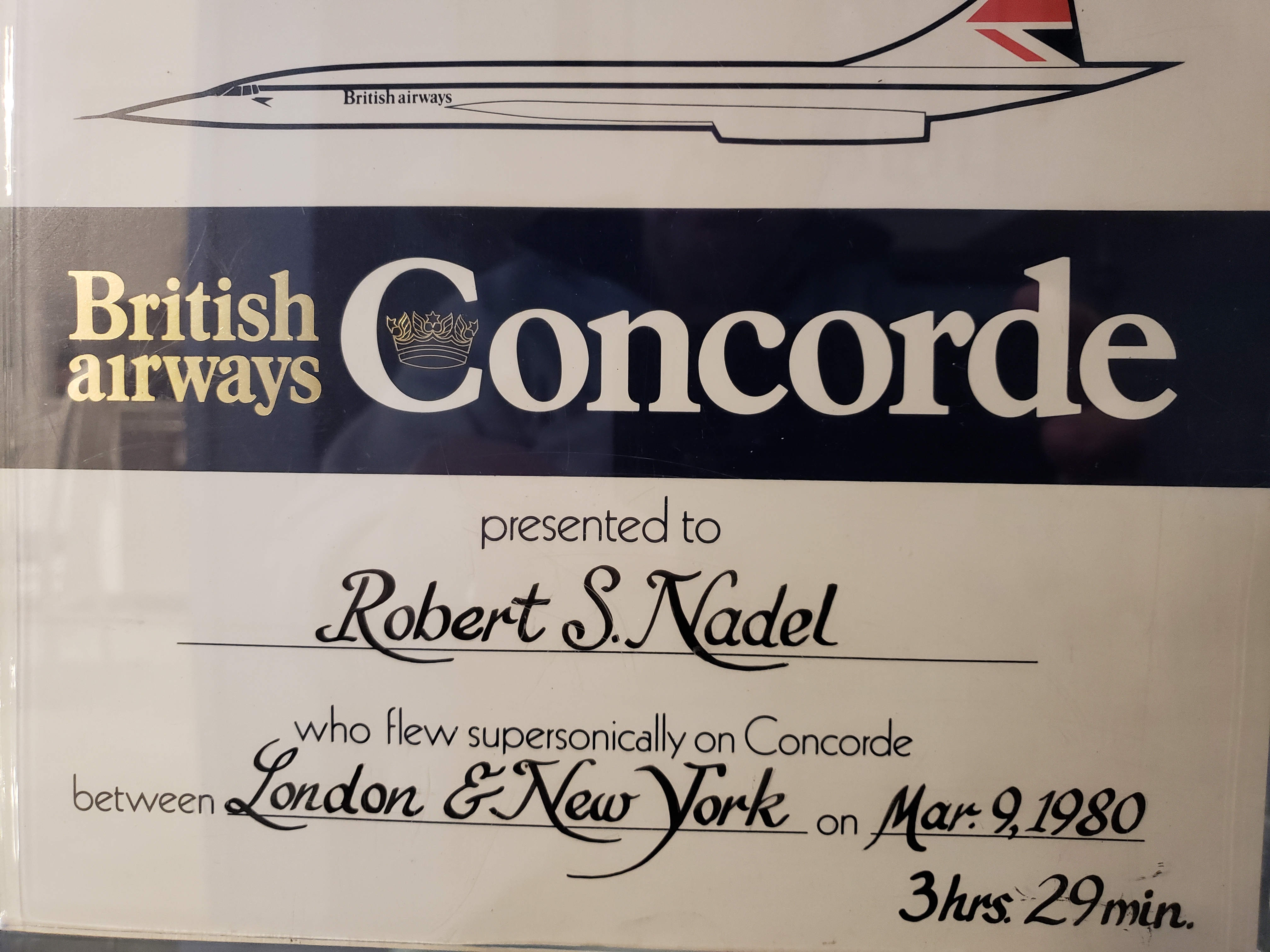 British Airways Concorde Blank Mint Concorde Original Flight Certificate 1981-83 
