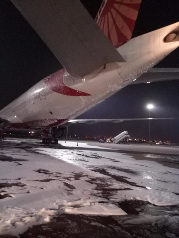 Air India plane catches fire at Delhi airport