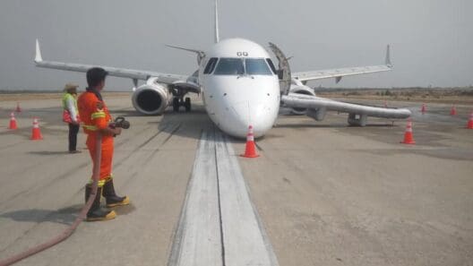 Myanmar National Airlines Embraer E190 lands without nose gear