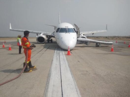 Myanmar National Airlines Embraer E190 lands without nose gear