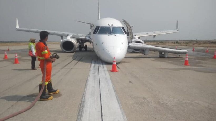 Myanmar National Airlines Embraer E190 lands without nose gear