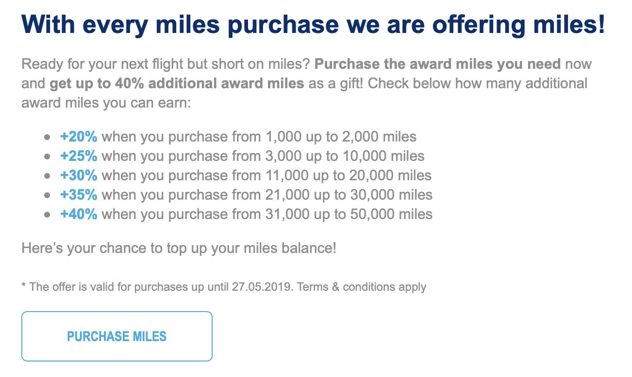 Aegean Buy Miles with 40% off