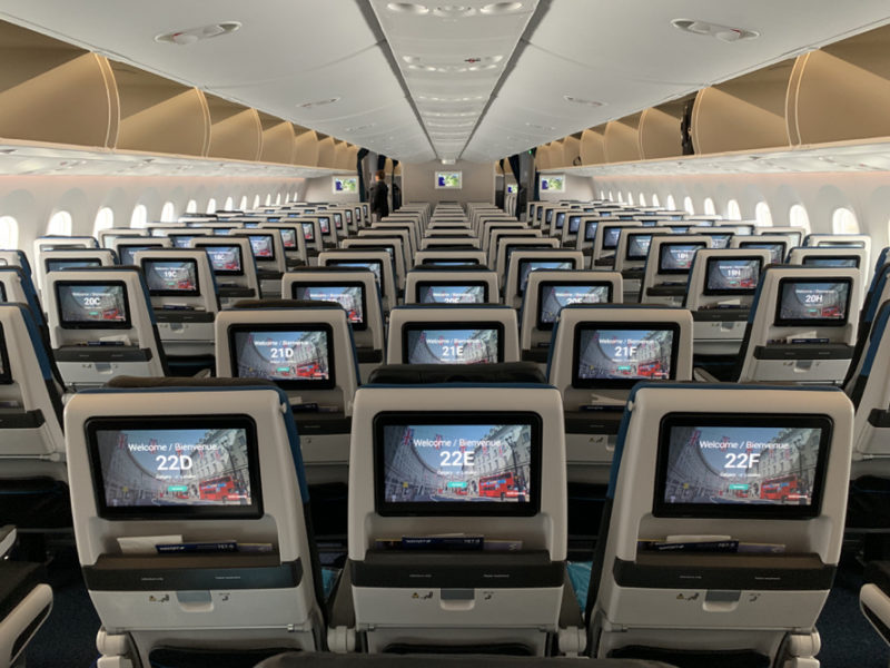 rows of seats in an airplane