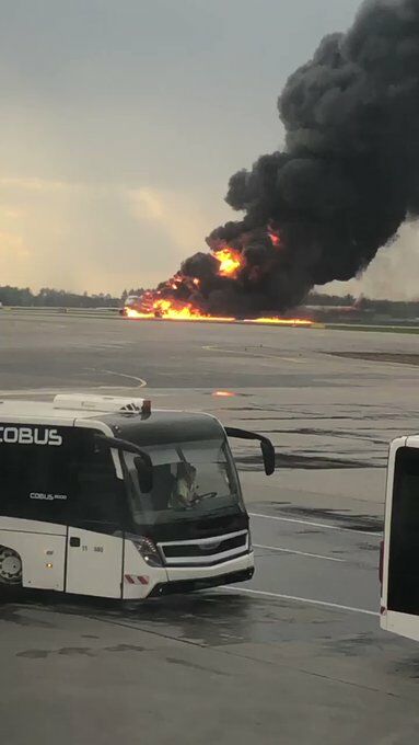 BREAKING NEWS: Aeroflot aircraft on fire after emergency landing at Moscow SVO airport