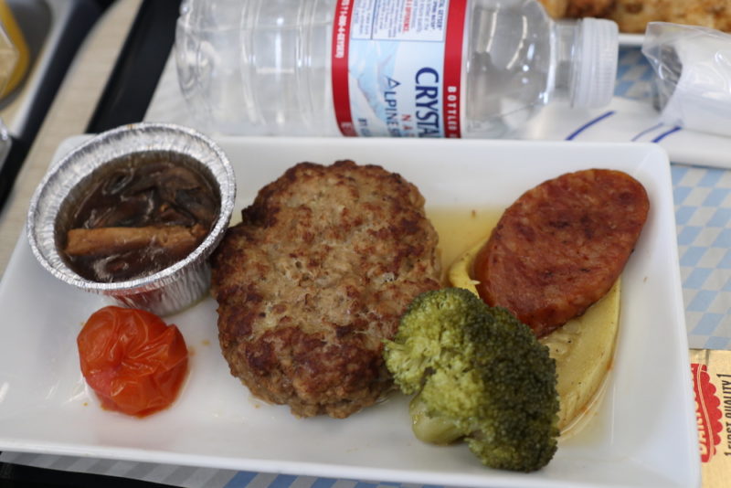 a plate of food on a tray