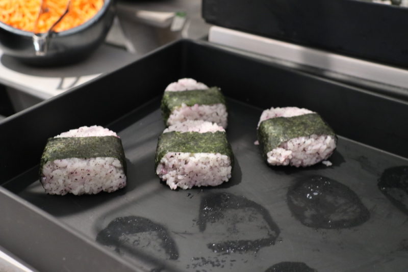 a tray of food on a stove