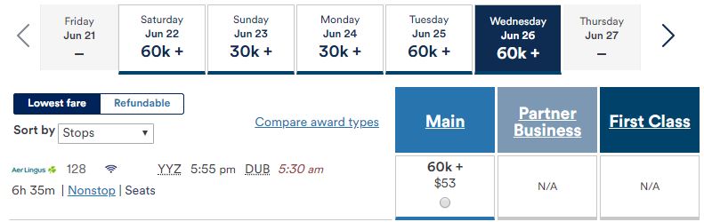 a screenshot of a flight schedule