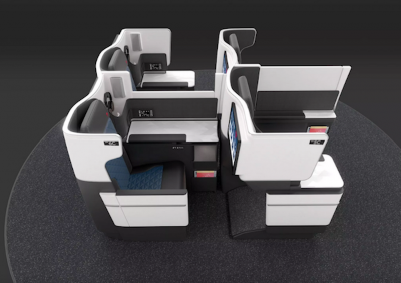 a black and white business class seats
