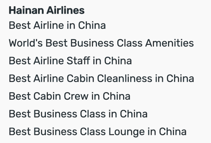 a list of airline flights