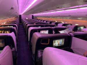 rows of seats in an airplane