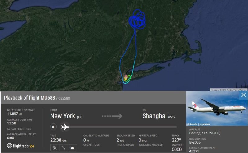 China Eastern Diverted to JFK After Part of Spoiler Fell Off