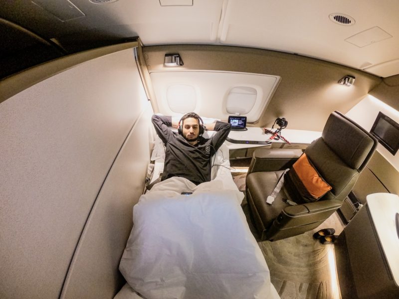 Singapore Airlines A380 First Class - Seat position when bed is pulled out