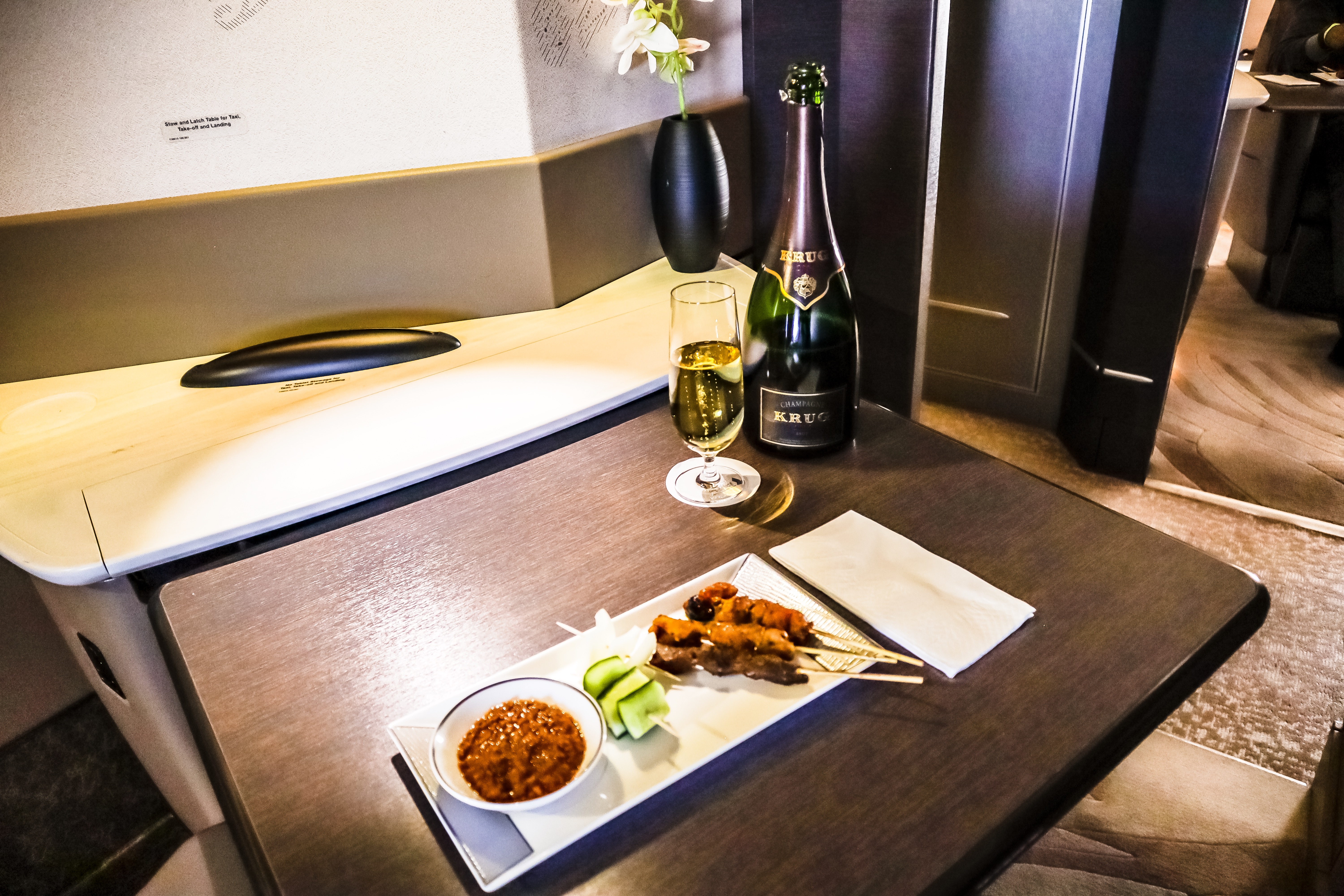 Singapore Airlines A380 First Class - Satay