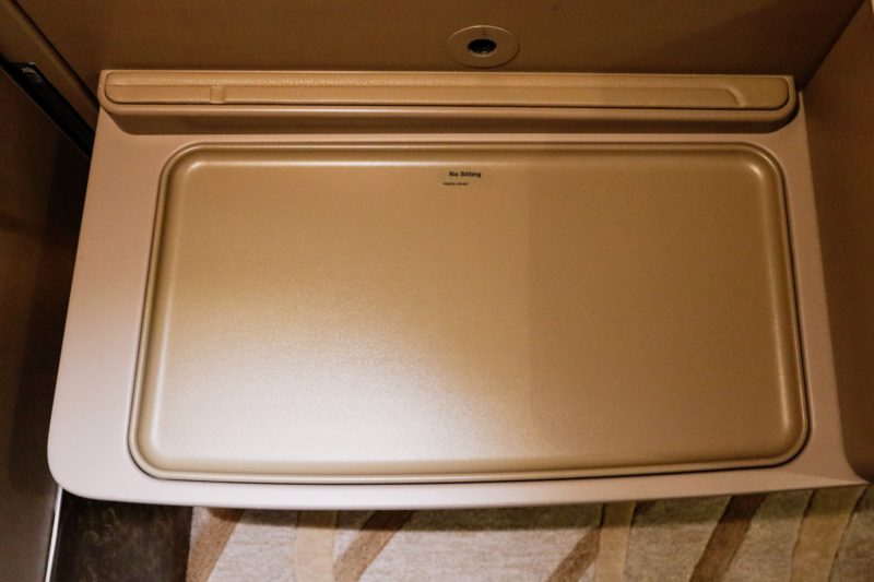 Singapore Airlines A380 First Class Suite - Ledge to support the bed