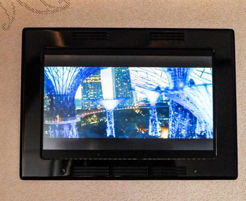 Singapore Airlines A380 First Class Suite - TV monitor mounted on the forward bulkhead