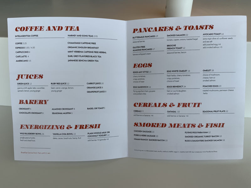 a menu of a restaurant