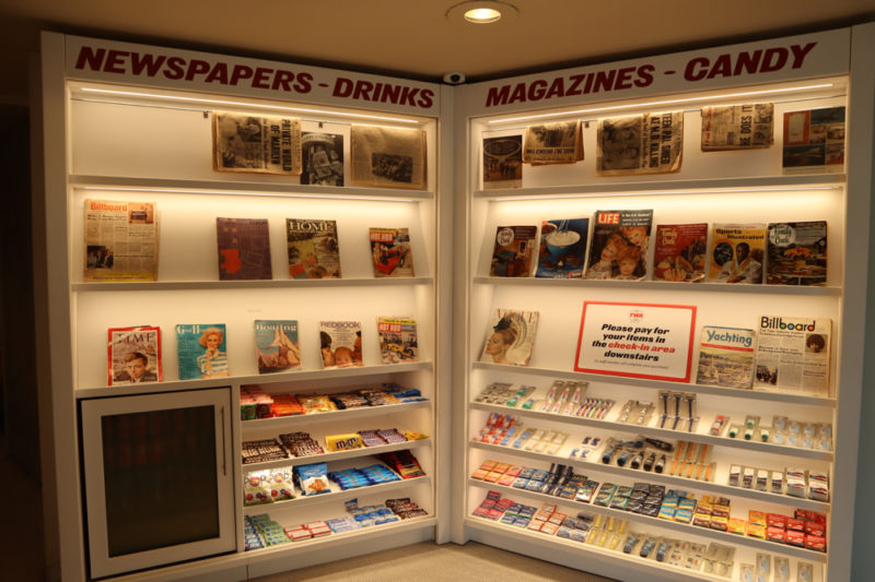 a display of magazines and magazines on shelves