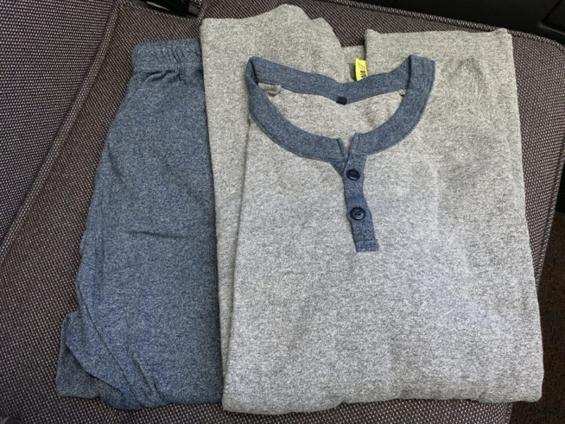 a pair of grey and blue shirts