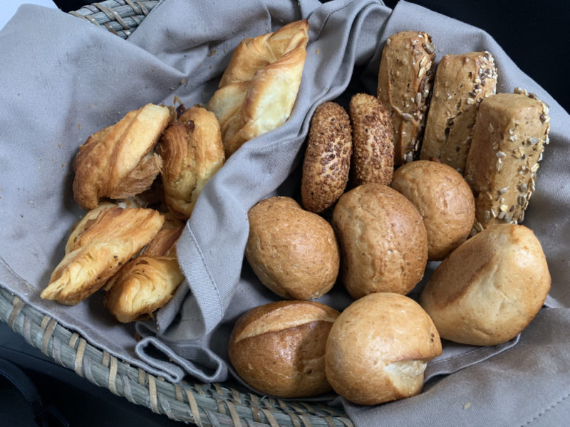 a basket of bread and rolls