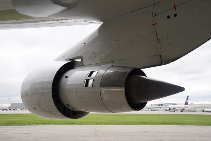 the engine of an airplane