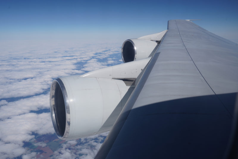 an airplane wing with two engines