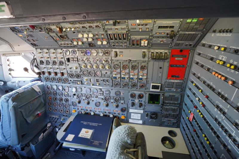 a control panel of an airplane