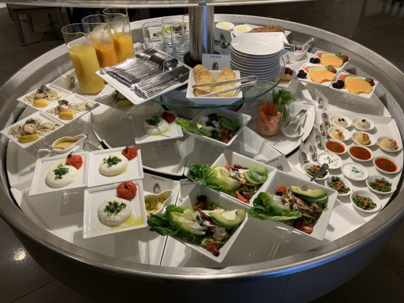 a circular display of food on a table