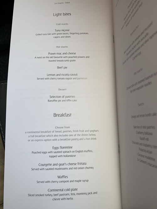 a menu of a restaurant