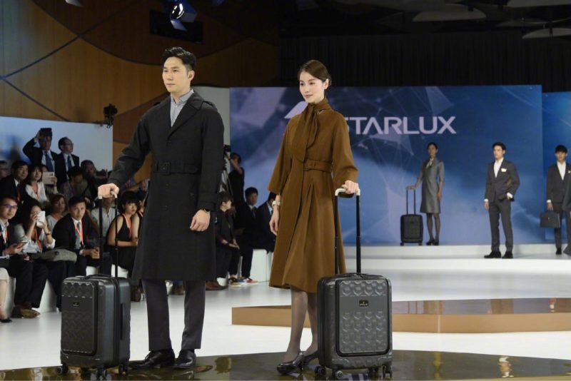 a man and woman with luggage
