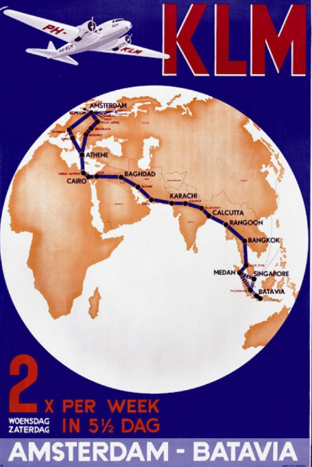 a map of the world with a route