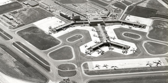 an aerial view of an airport