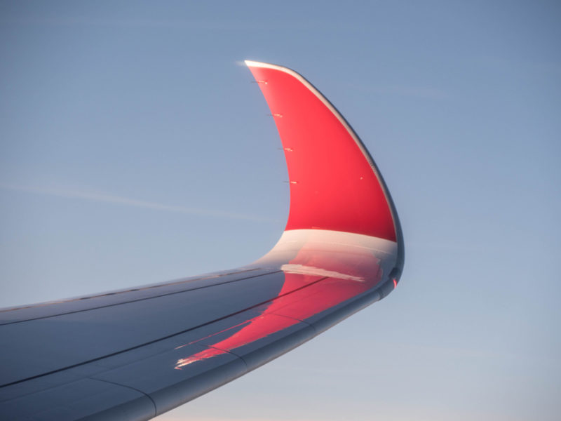 the wing of an airplane