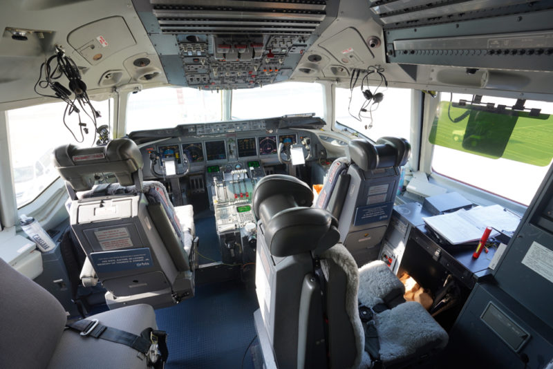 the inside of an airplane cockpit
