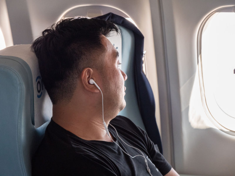 a man wearing earphones on his head