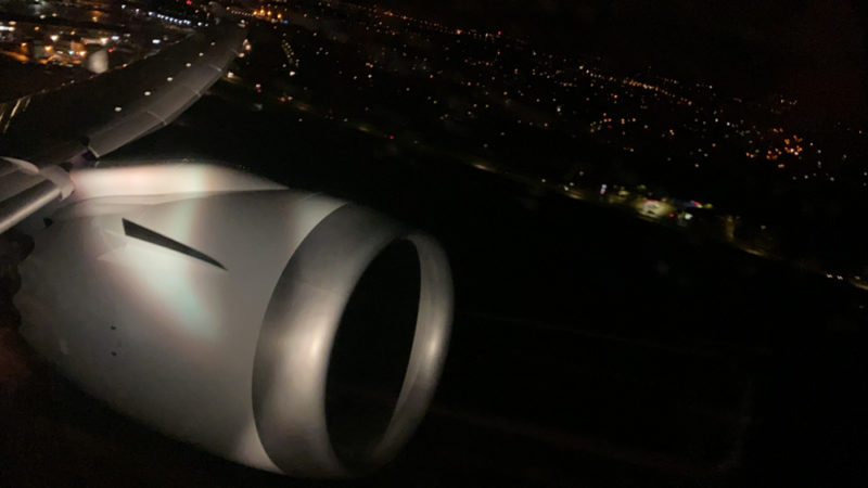 an airplane engine in the dark