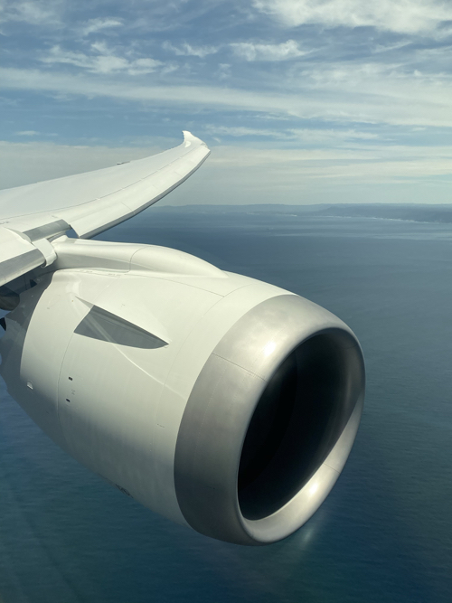 an airplane wing with a large engine