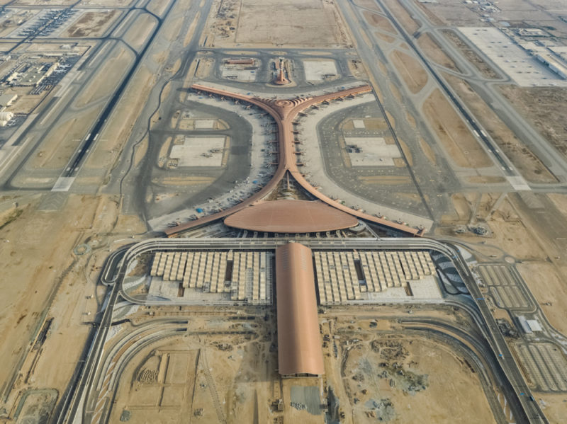 an aerial view of a large airport