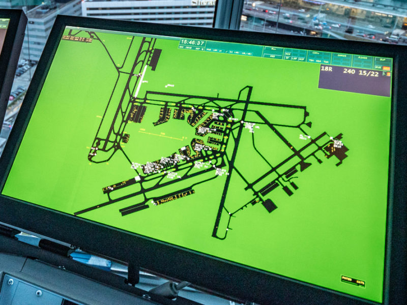 a computer screen with a map of a airport