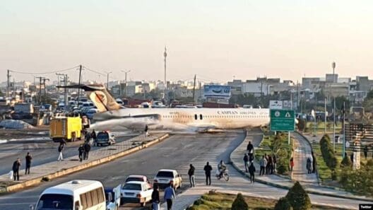 Caspian Airlines MD-83 Lands on Iranian Street