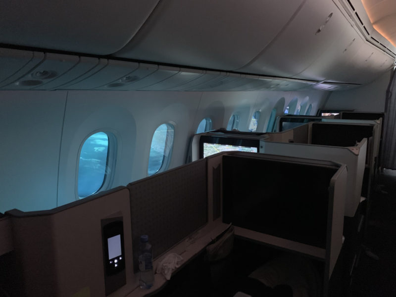 an airplane with windows and a monitor